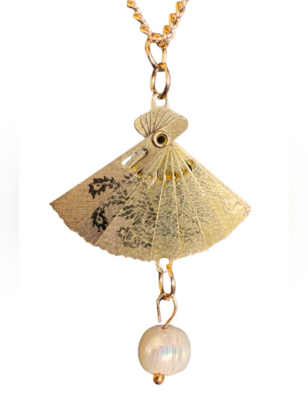 Hand Crafted Gokd Fan Necklade